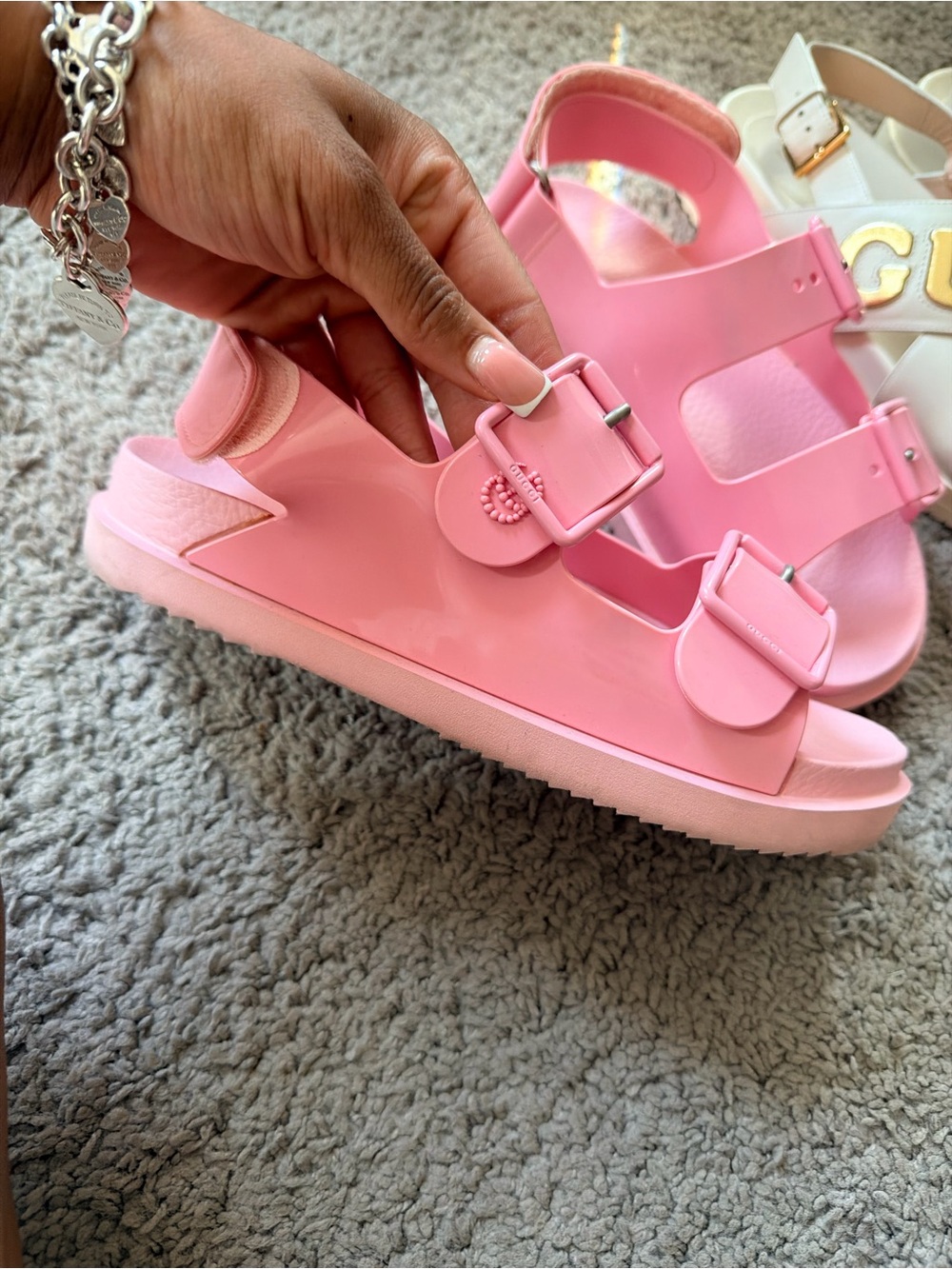 Pink Gucci dad sandal